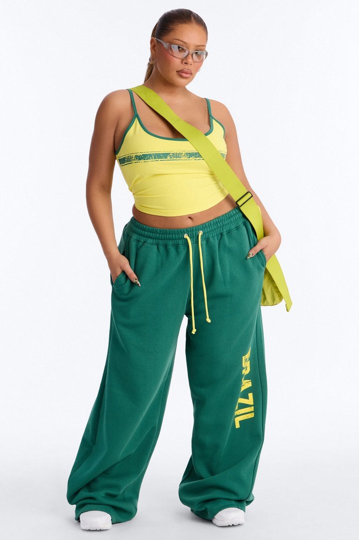 Go Brazil Fleece Barrel Pant Set - Green/combo