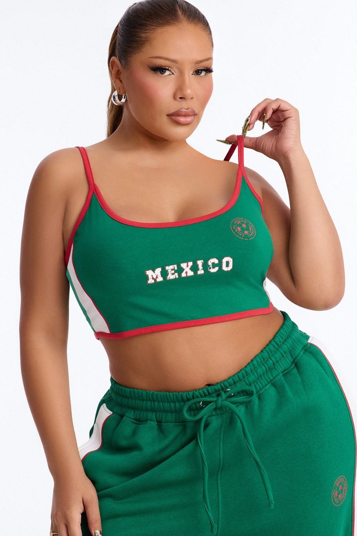 Go Mexico Fleece Barrel Pant Set - Green/combo