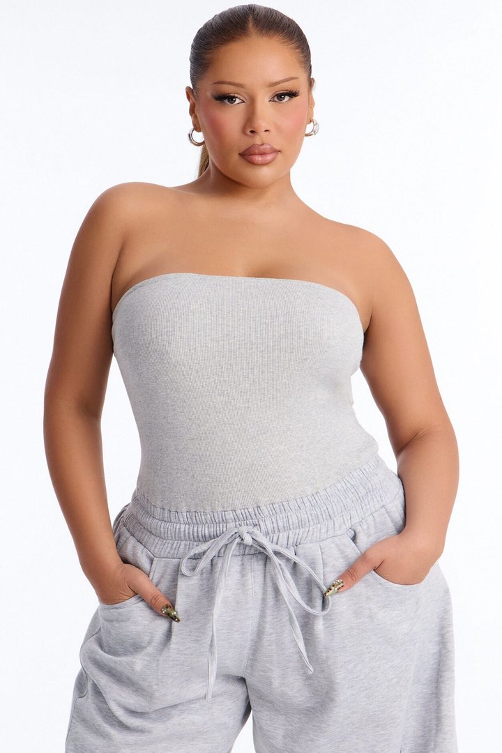 Jules Knit Tube With Fleece Barrel Leg Jumpsuit - Grey