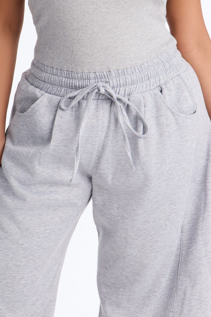 Jules Knit Tube With Fleece Barrel Leg Jumpsuit - Grey