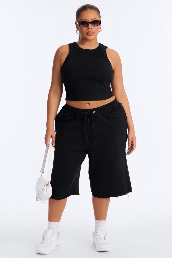Laura Fleece Jort Set - Black