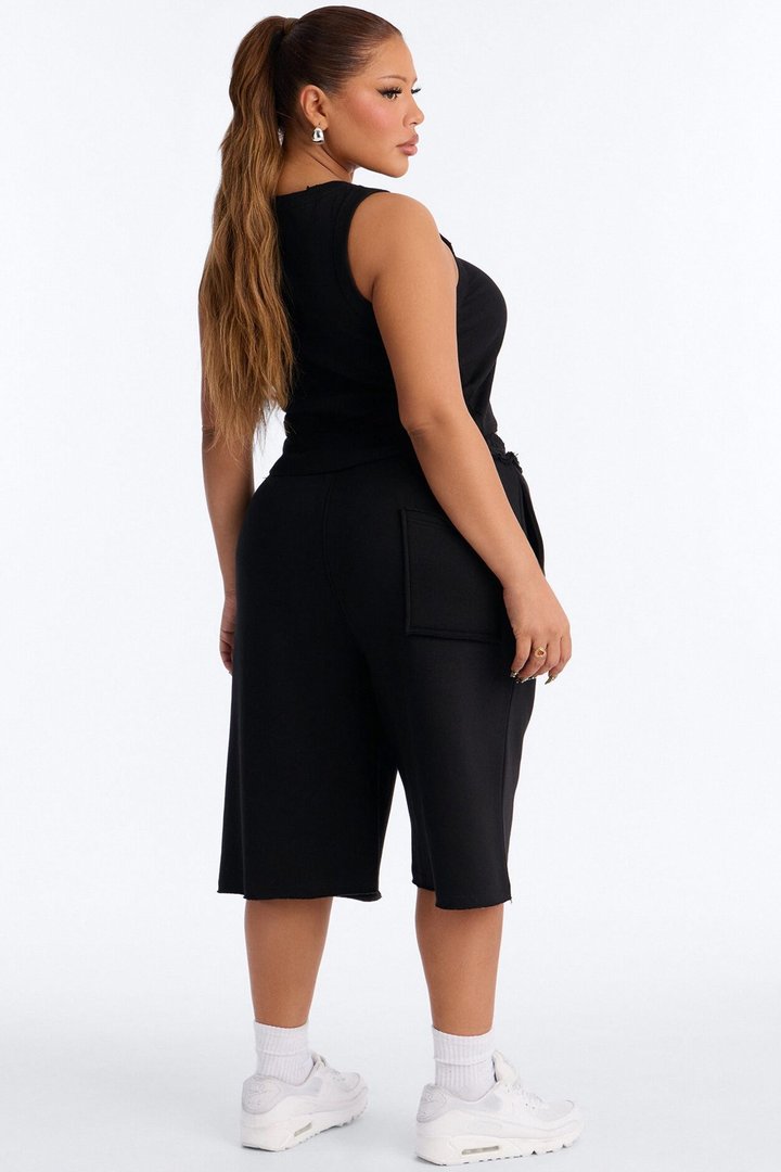 Laura Fleece Jort Set - Black