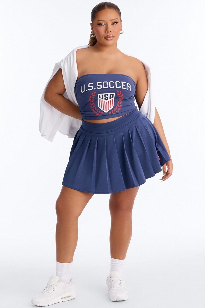 US Soccer Cropped Tube Top - Navy