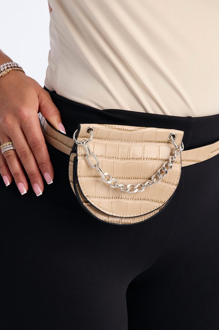 All The Small Things Faux Leather Belt Bag - Nude