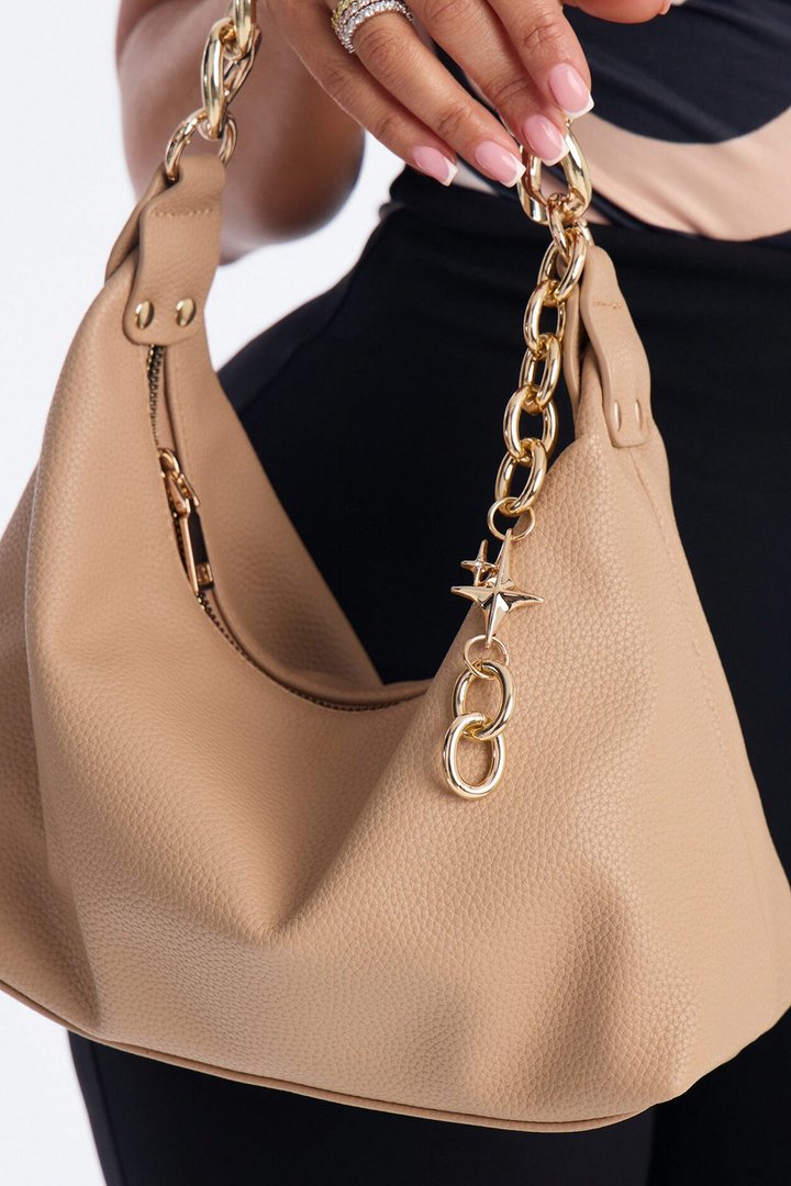 Hazel Faux Leather Shoulder Handbag - Taupe