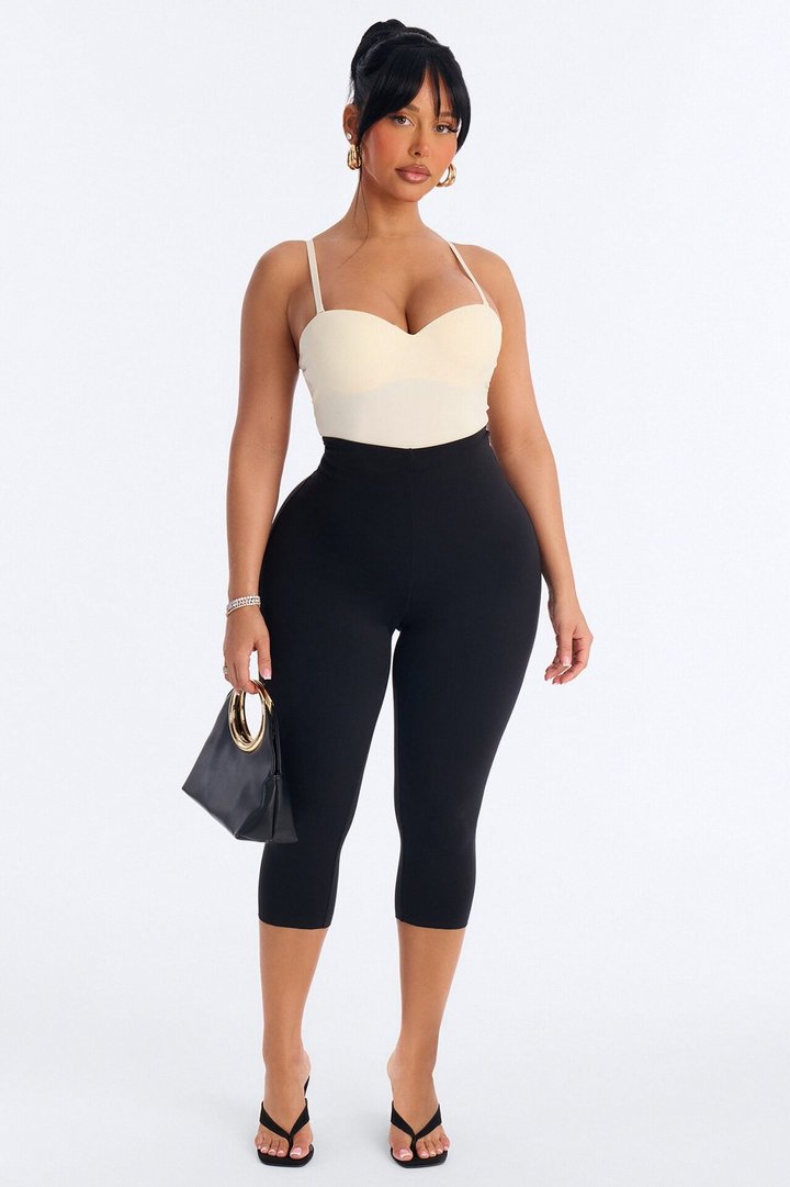 Josie Padded Sweetheart Neck Spaghetti Strap Bodysuit - Cream