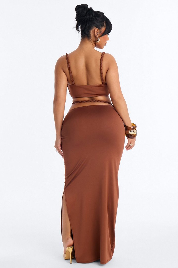 Zaria Braided Maxi Skirt Set - Brown