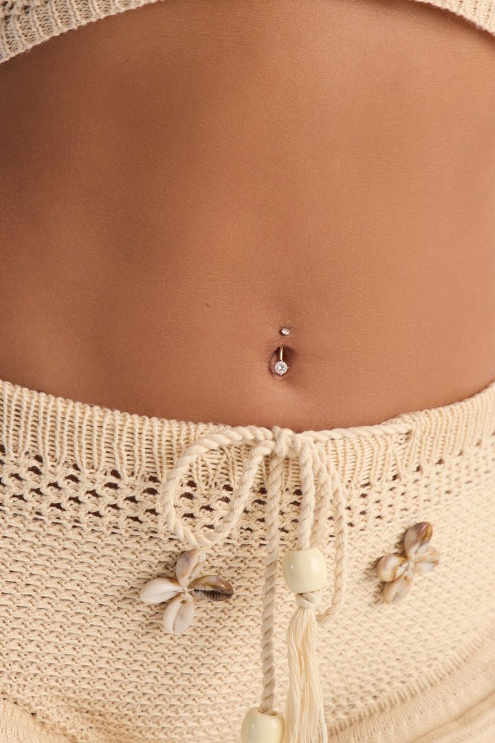 Beach Crush Seashell Crochet Micro Short - Natural