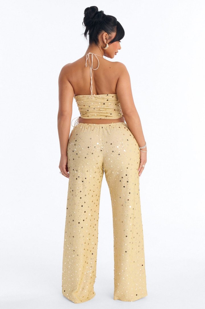 Beach Club Icon Sequin Pant Set - Gold