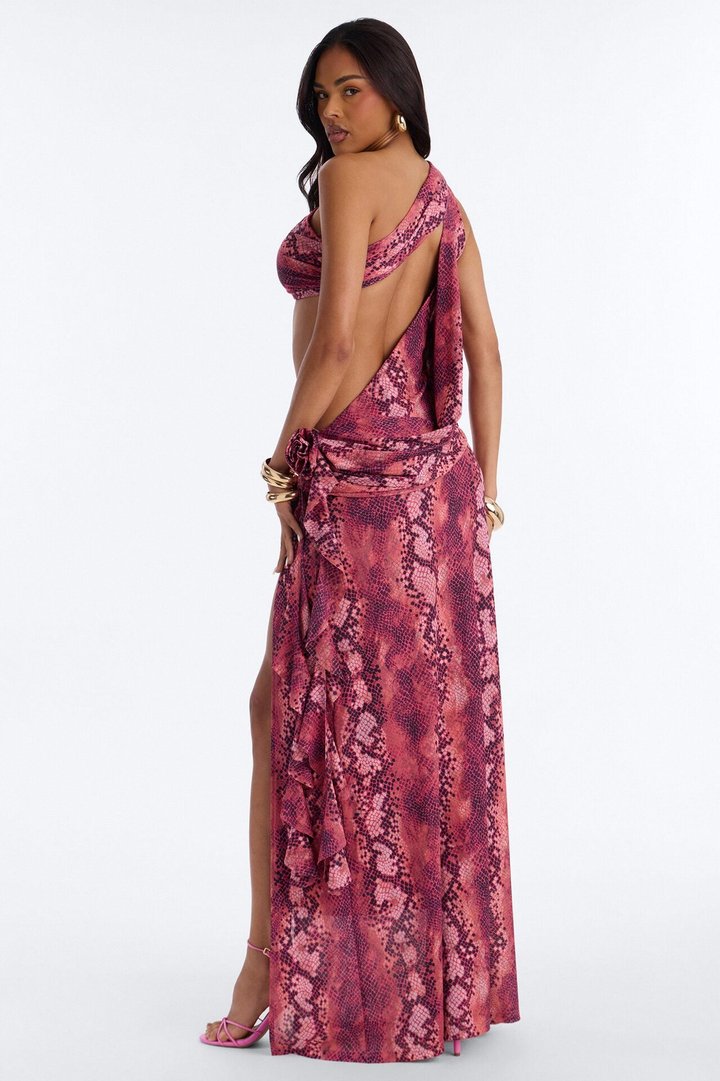 Aline Cut Out Mesh Maxi Dress - Pink/combo