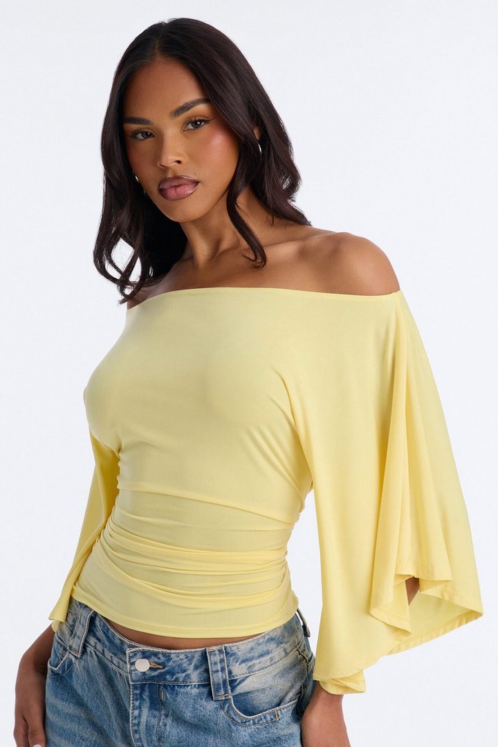 Cierra Cinched Waist Short Sleeve Top - ButterYellow