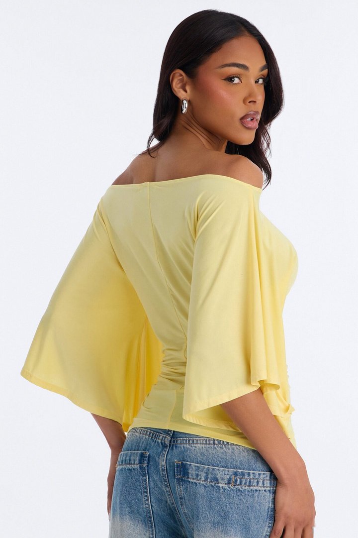 Cierra Cinched Waist Short Sleeve Top - ButterYellow