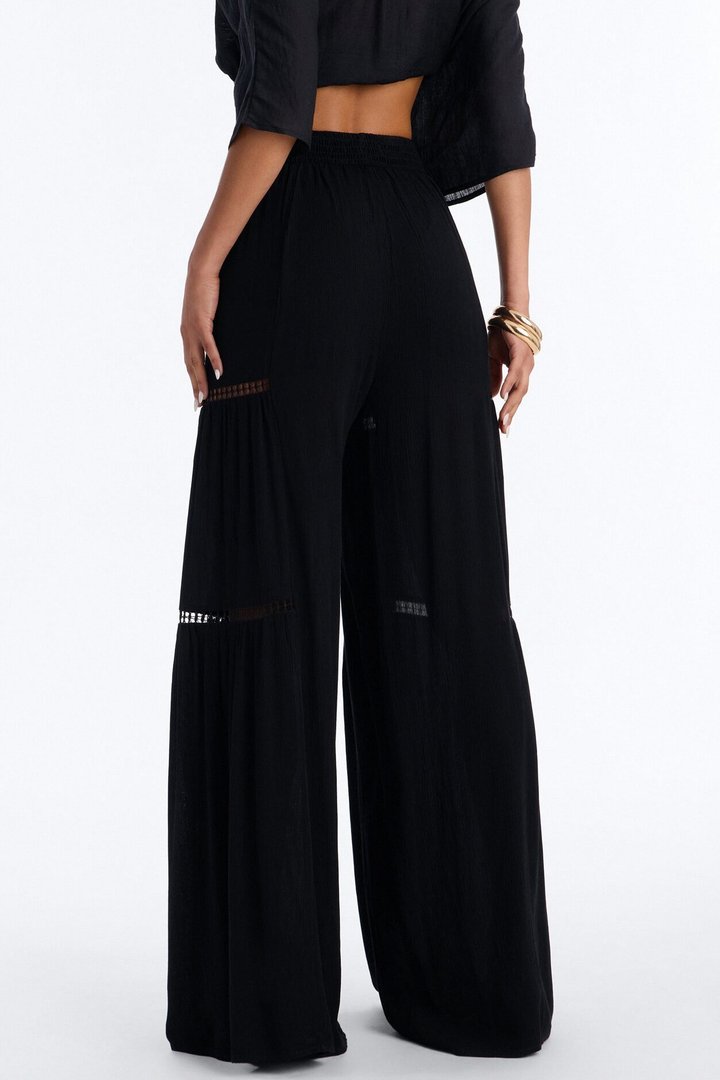 Daisy Ruched Wide Leg Pant - Black