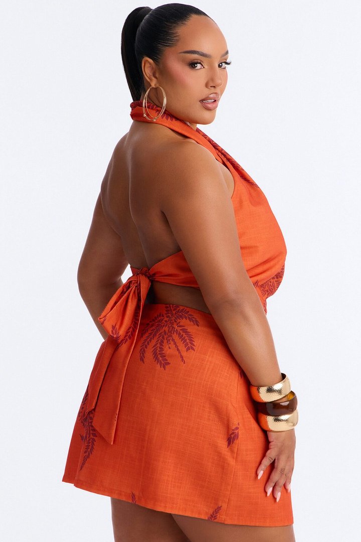 Hula Glow Linen Skirt Set - Orange