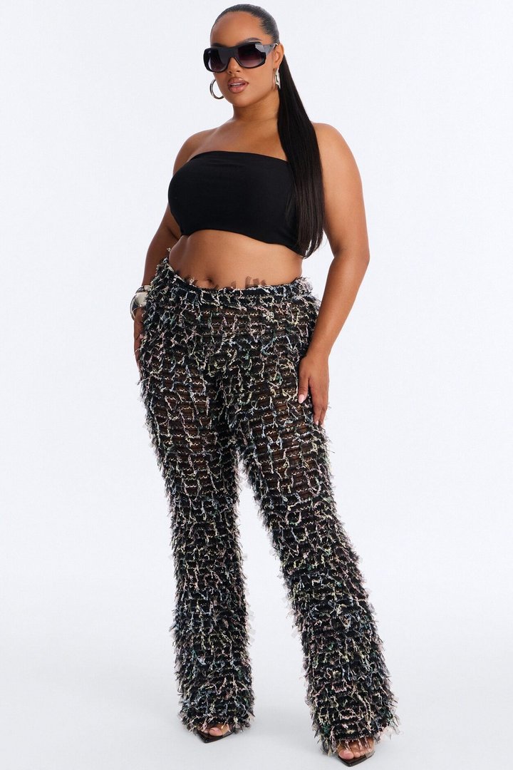Flocked Up Straight Leg Stretch Pant - Black
