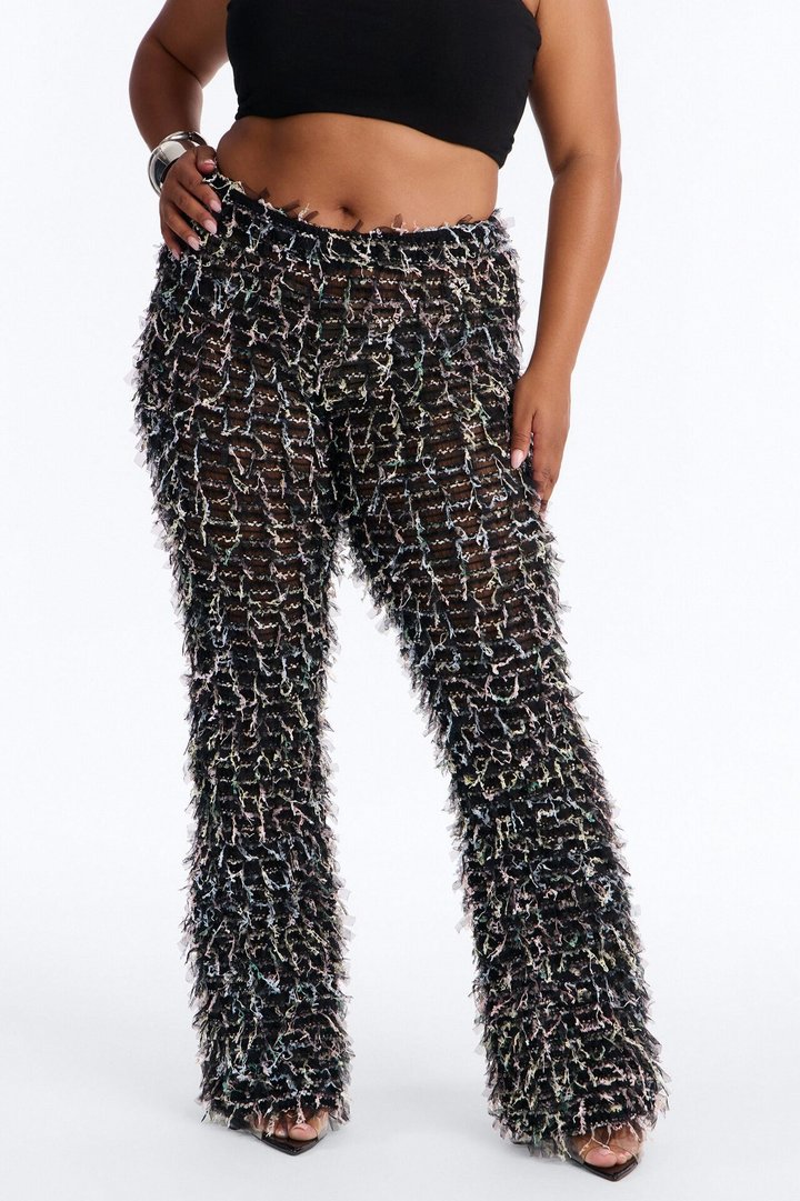 Flocked Up Straight Leg Stretch Pant - Black