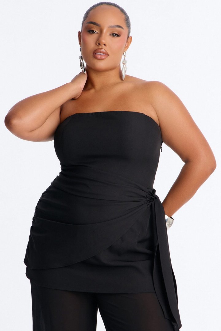 Willow Sheer Draped Jumpsuit - Black