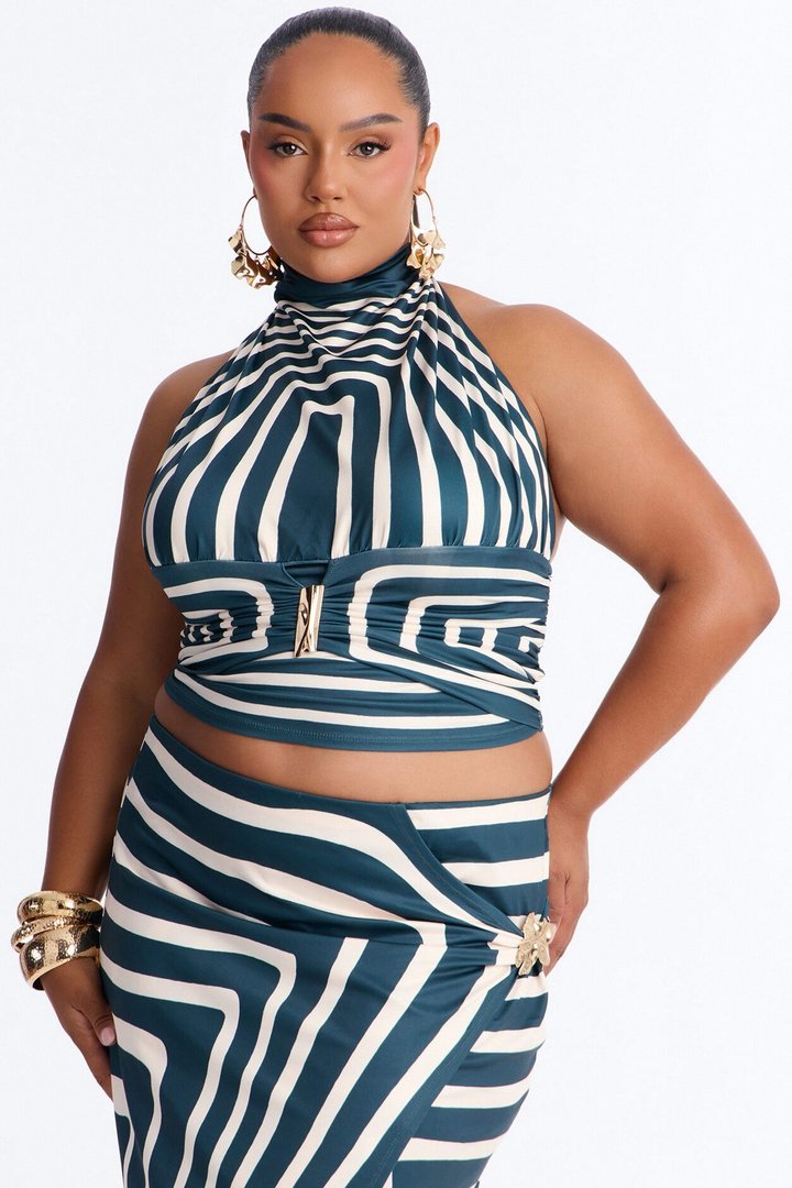 Alexia Wrap Skirt Set - Navy/combo