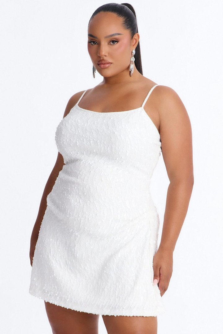 Pretty And Petty Sequin Mini Dress - White