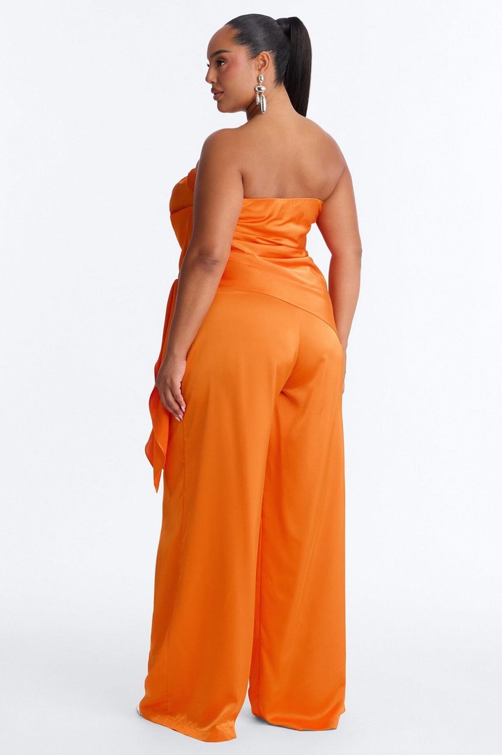Effortless Strapless Satin Pant Set - Orange