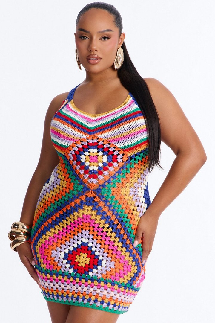 Cabo Vacay Crochet Mini Dress - MultiColor