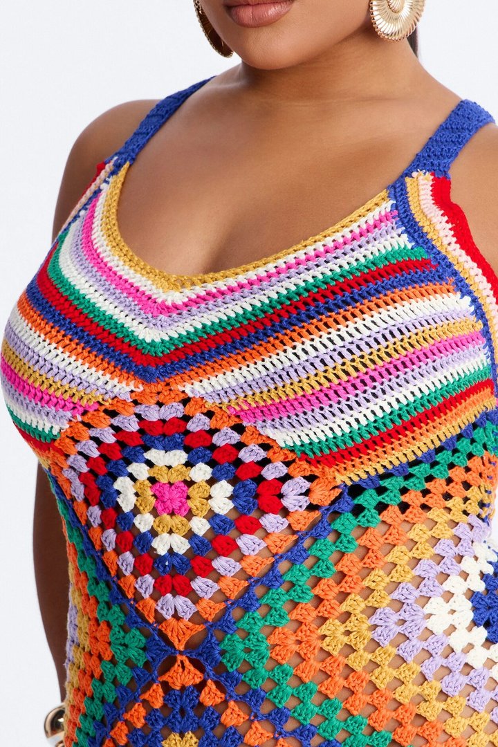 Cabo Vacay Crochet Mini Dress - MultiColor