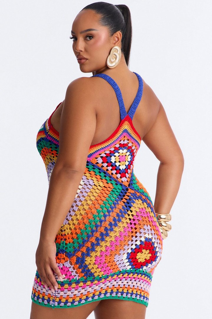 Cabo Vacay Crochet Mini Dress - MultiColor