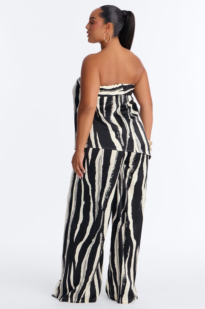 Mella Draped Wide Leg Jumpsuit - Black/White