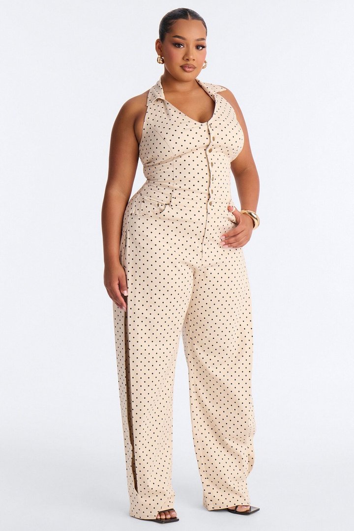 Bella Polka Dot Barrel Jumpsuit - Cream