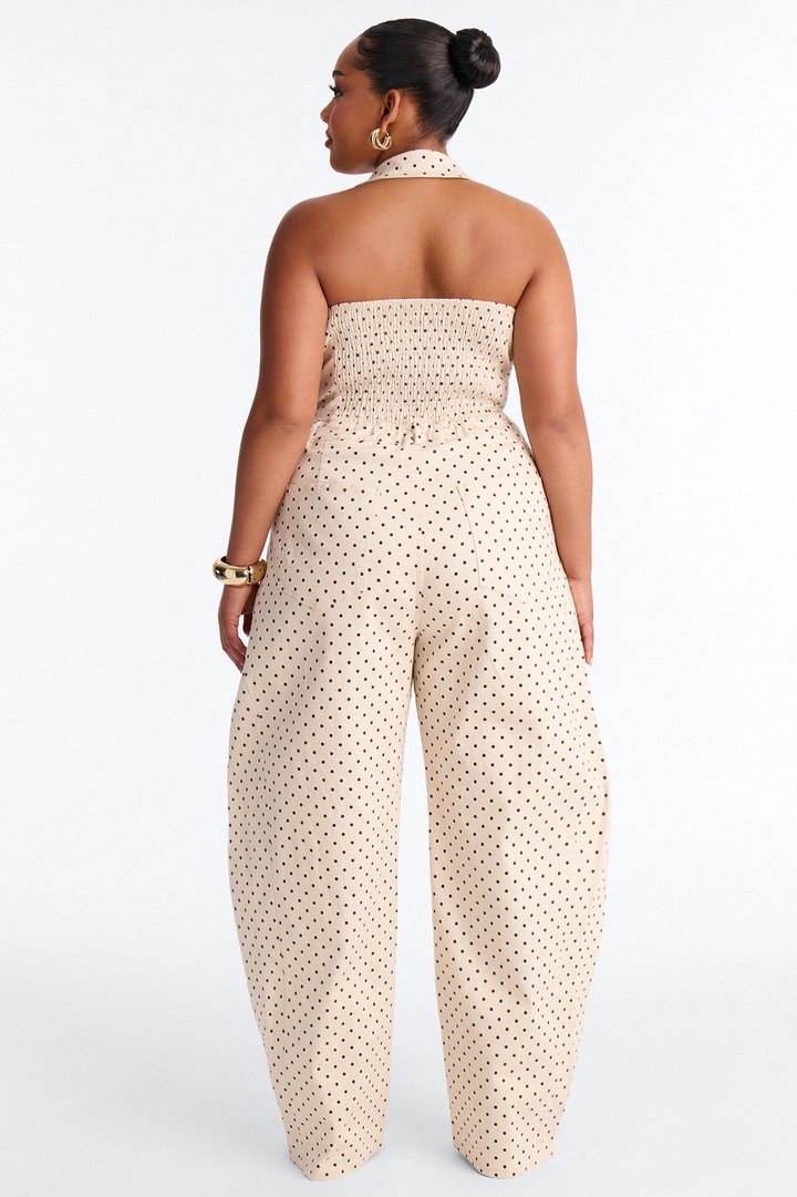 Bella Polka Dot Barrel Jumpsuit - Cream