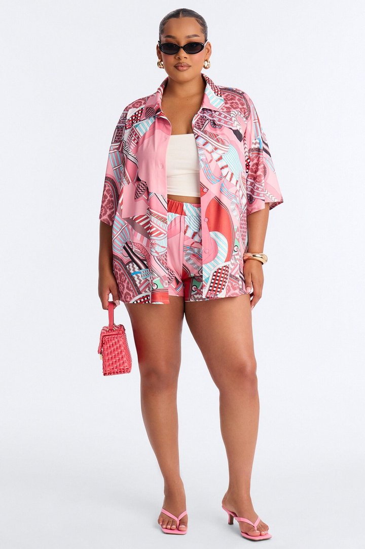 Island Mood Short Set - Pink/combo
