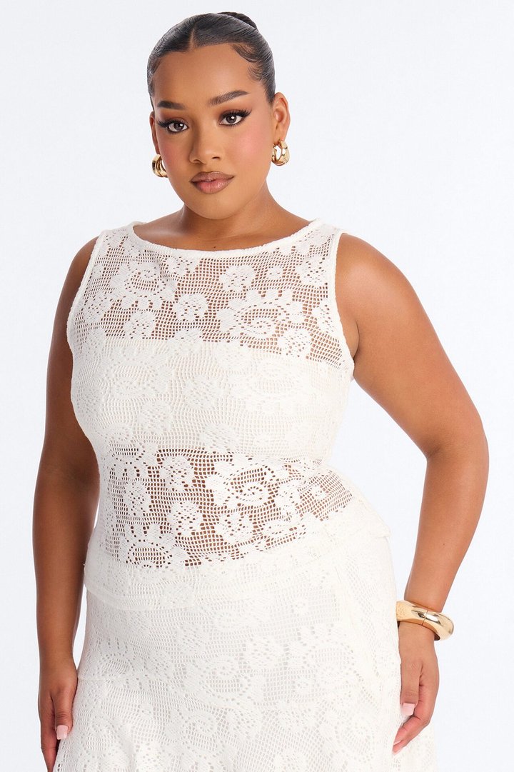 Delicate Days Crochet Skirt Set - White