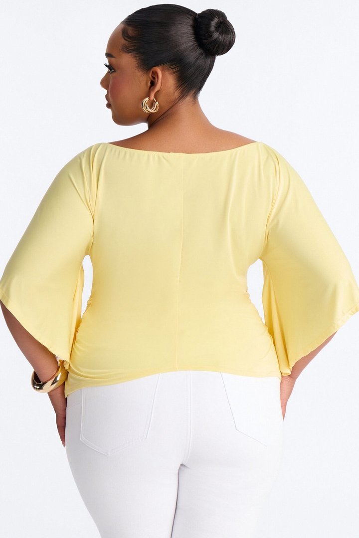 Cierra Cinched Waist Short Sleeve Top - ButterYellow