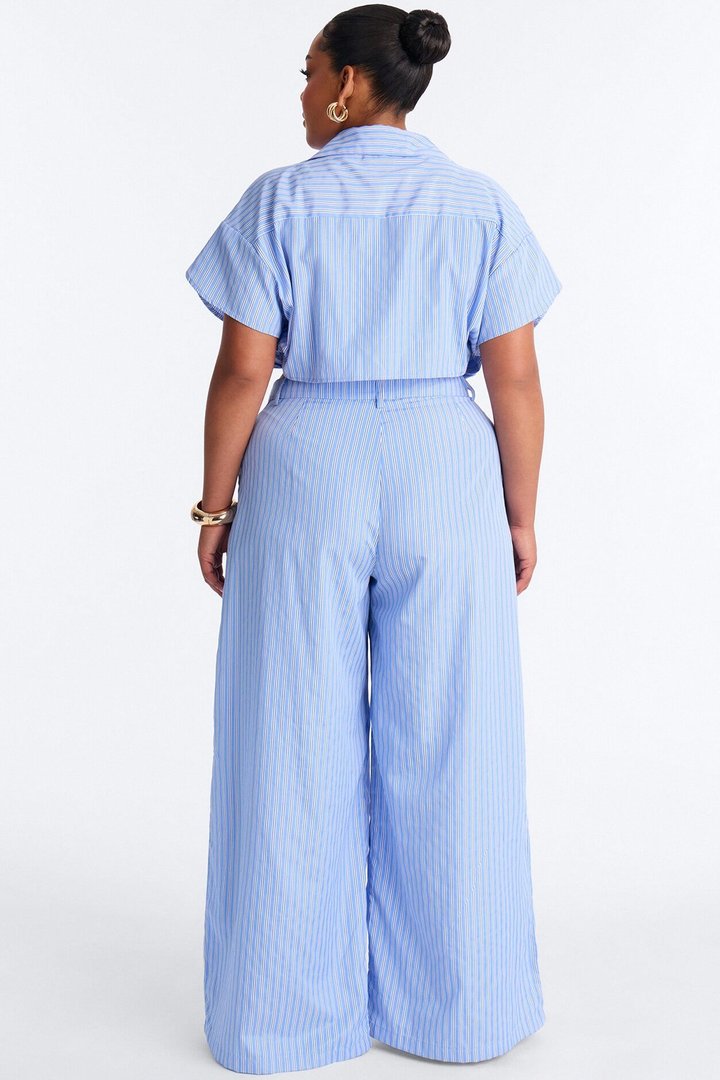 Mila Pinstripe Pant Set - Blue/combo
