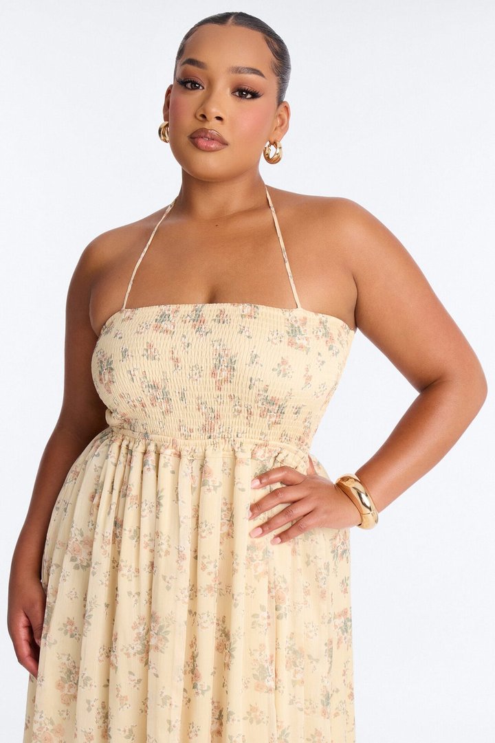 Lilah Floral Backless Maxi Dress - Yellow/combo