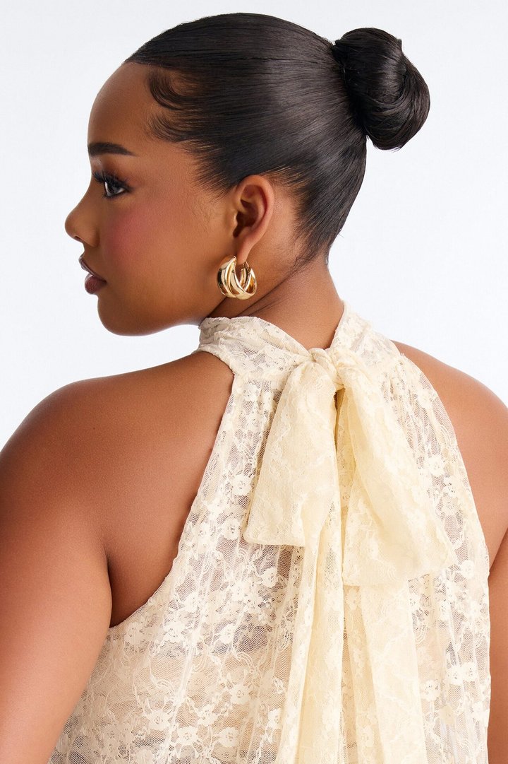 Brianna Flowy Lace Maxi Dress - Cream