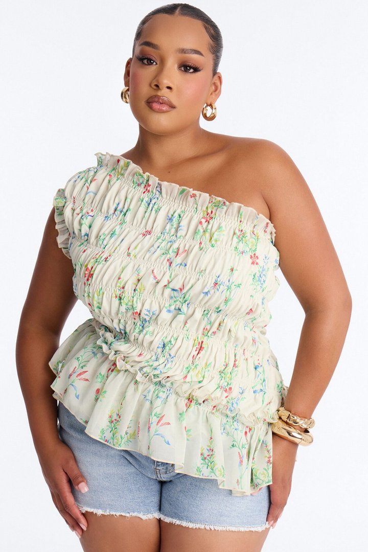 Cutie On Duty Floral Chiffon Ruffle Top - Multi Color