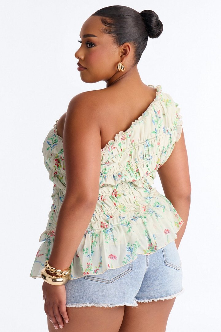 Cutie On Duty Floral Chiffon Ruffle Top - Multi Color