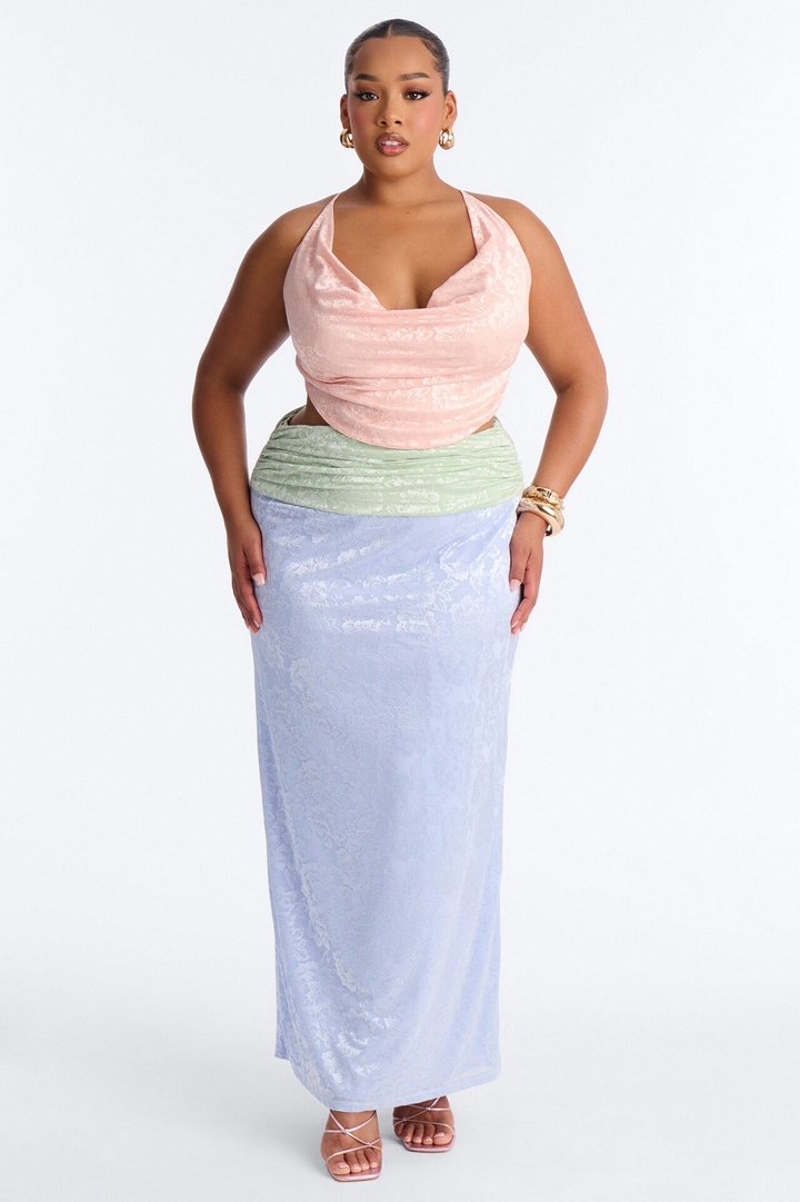 Liona Lace Maxi Skirt Set - Pink/combo
