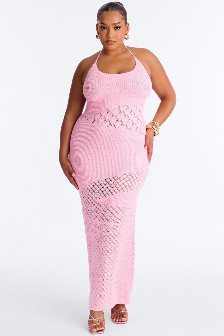 Sophia Crochet Maxi Dress - Pink