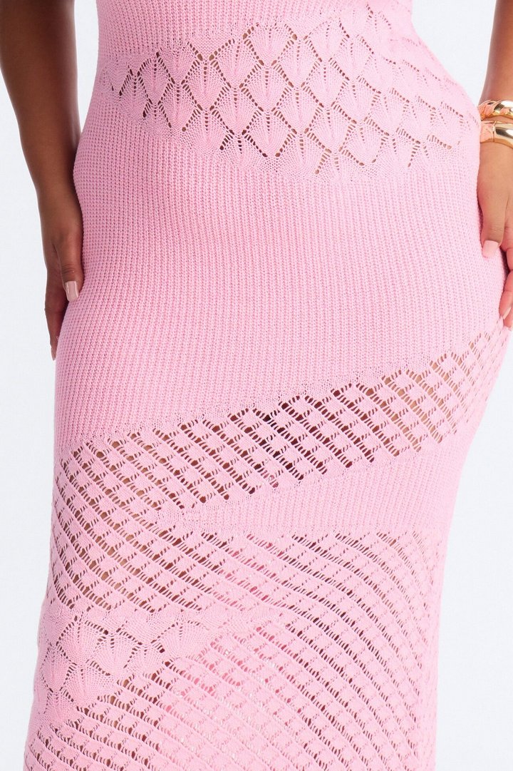 Sophia Crochet Maxi Dress - Pink