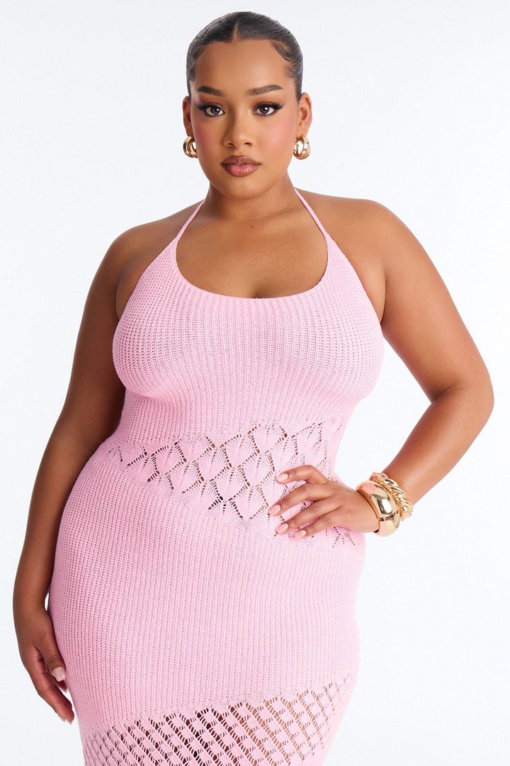 Sophia Crochet Maxi Dress - Pink