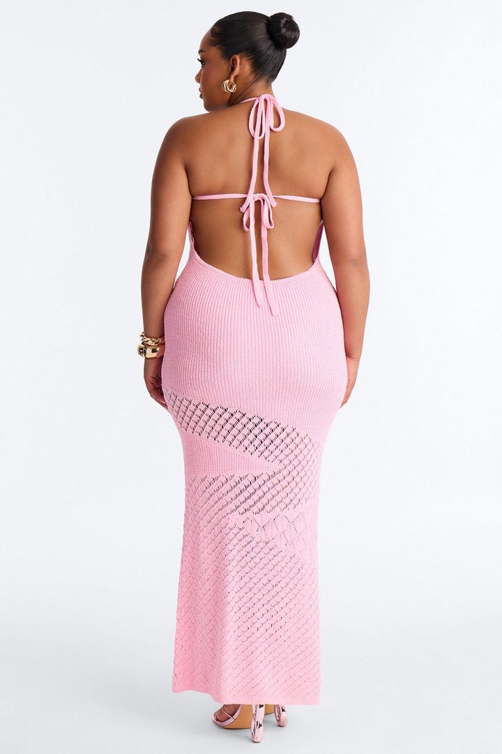 Sophia Crochet Maxi Dress - Pink