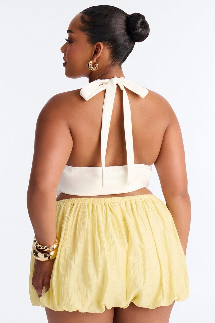 Rayna Button Front Halter Top - Cream