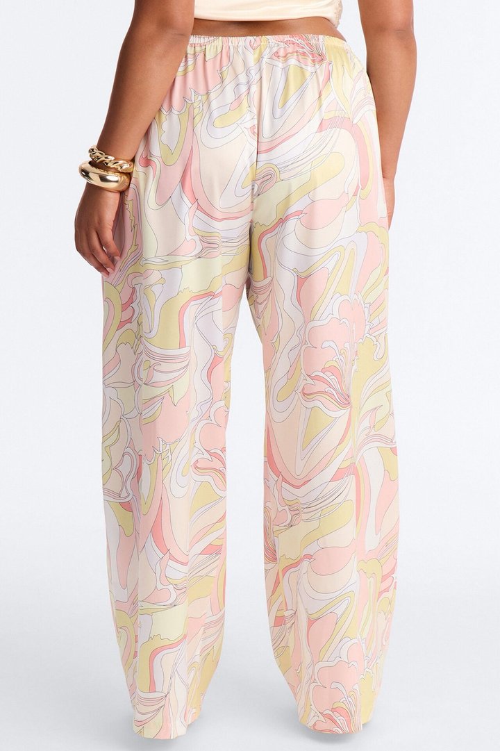 Cordelia Mid Rise Printed Wide Leg Pant - Yellow/combo