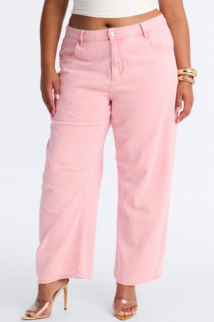 Coven Mineral Wash Barrel Leg Pant - Pink