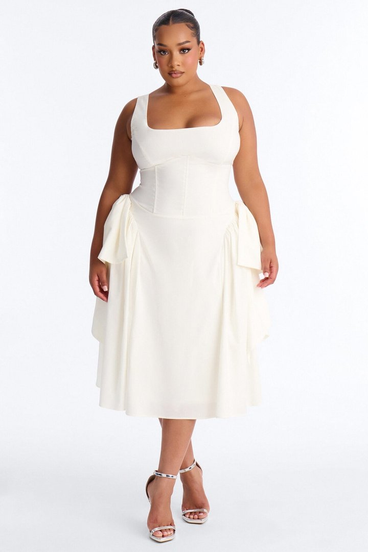 Get Ur Bow On Midi Dress - White