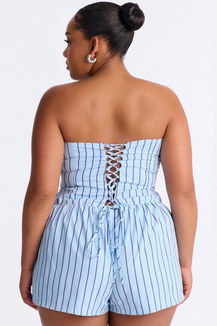 Jessa Poplin Flowy Romper - Blue