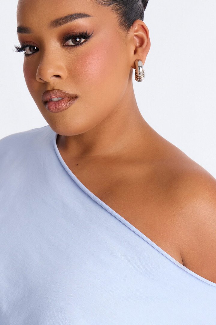 Sunday Dream Cotton Off Shoulder Romper - Dusty Blue