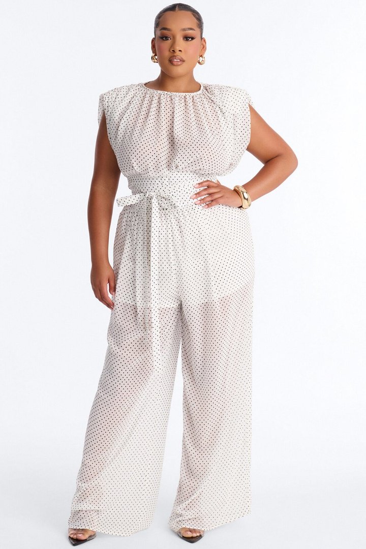 Bia Chiffon Belted Jumpsuit - White